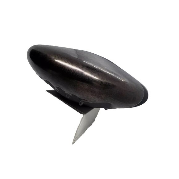 Vintage Haeger Matte Black Bronze Tone Volcanic Drip Lava Glaze Art Pottery UFO - Picture 10 of 14